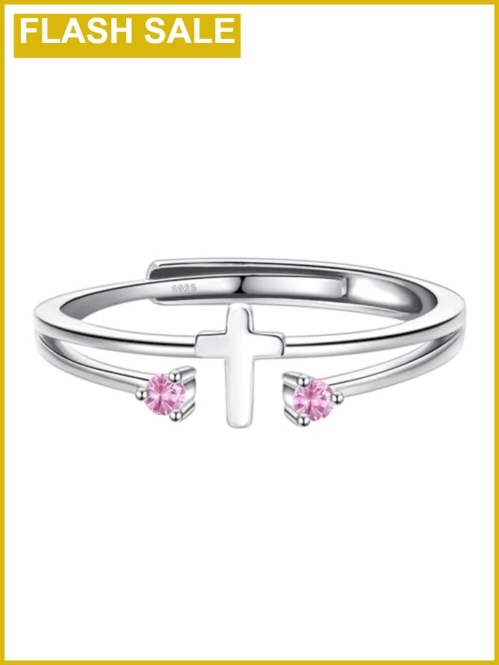 Sterling Silver Cross Ring Birthstone Christian Jewelry